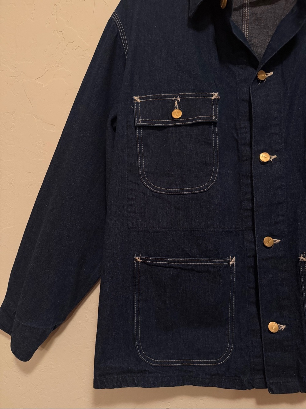 Vintage Carhartt Mint Condition 8C Unlined Indigo Denim Chore Coat Size 40 - Picture 5 of 8